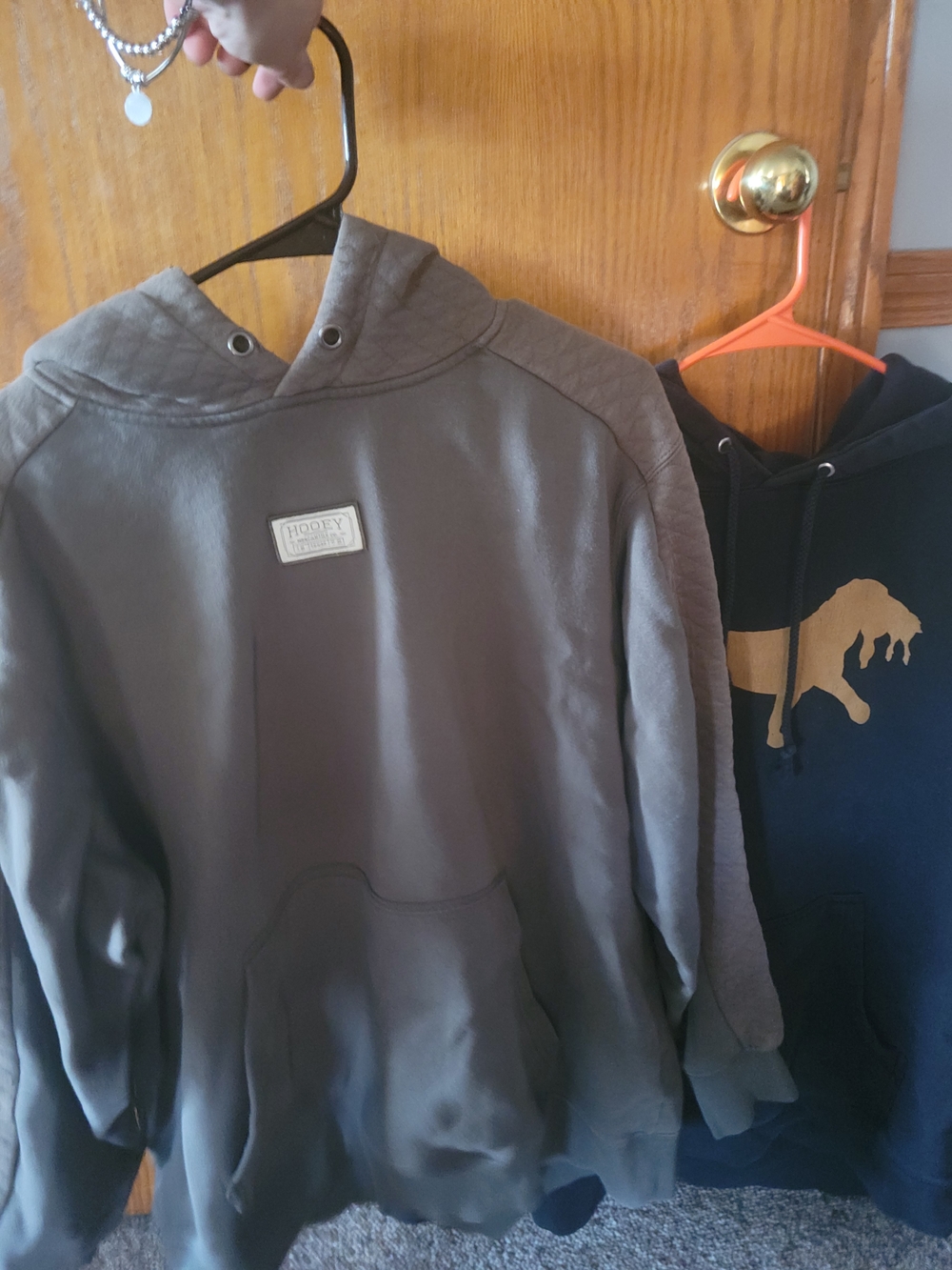 Bundle Of 2 Hooey Men's Gray Crewneck, & Down South Hunting Co. Hoodies